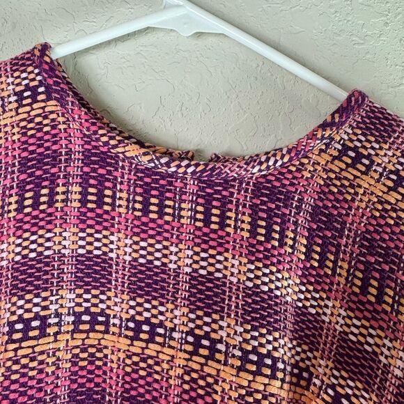 Cinq à Sept 5à7 Purple Tweed/Bouclé Fringe Belted Mini Dress Size 6 - Picture 6 of 11